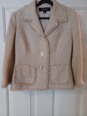 Kasper Vintage Light Weight Jacket Blazer Size 2P Beige/Cream